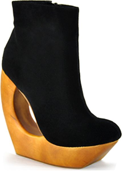 Jeffrey Campbell Rockaway  Black Suede Donut Wedge Bootie in Black - Lyst
