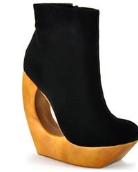 Jeffrey Campbell Rockaway - Black Suede Donut Wedge Bootie