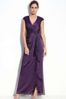 Adrianna Papell Faux Wrap Chiffon Gown - Lyst