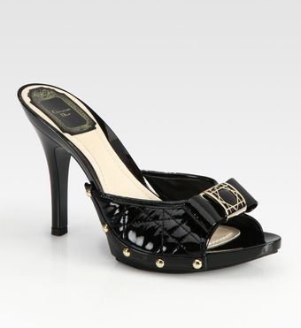 Dior Cannage Studded Quilted Patent Leather Clogs - Lyst
