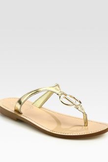 Dior Cd Metallic Leather Thong Sandals - Lyst