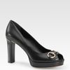 Gucci Sunset Leather Horsebit Platform Peep Toe Pumps in Black - Lyst