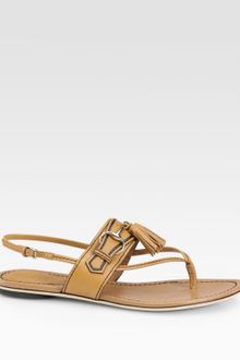Gucci Emily Leather Tassel Thong Sandals - Lyst