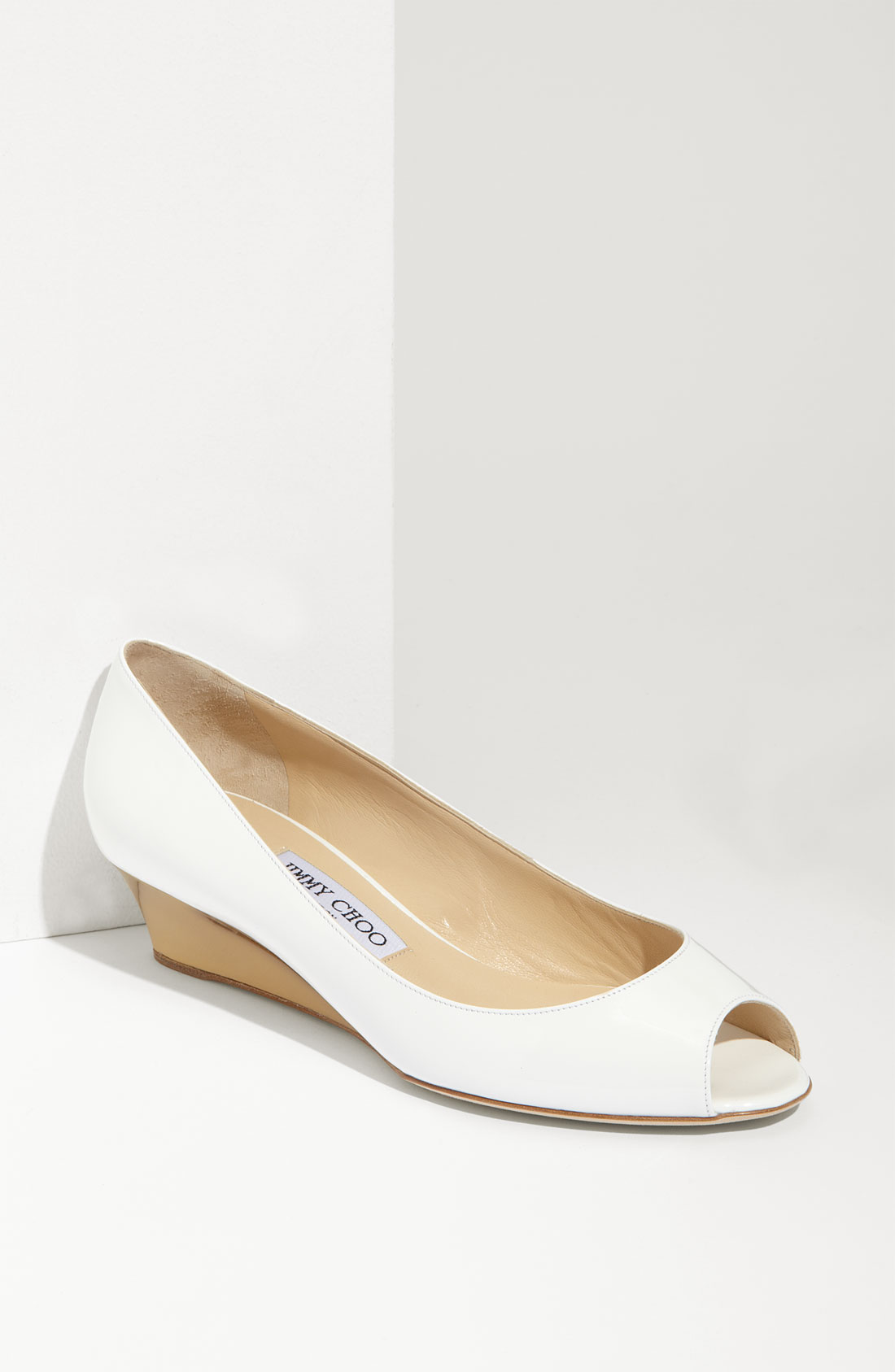 white peep toe wedge sandals