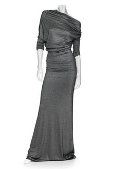 L'Agence Drape Back Lame Maxi Dress - Lyst