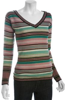 M Missoni Black Dot Stripe Wool Blend V-neck Sweater - Lyst