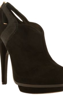 Fendi Black Suede Cutout Platform Booties - Lyst