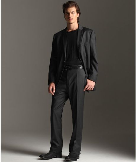 John Varvatos Asphalt Super 130s Wool Slim Twobutton Suit in Gray for Men (asphalt) - Lyst