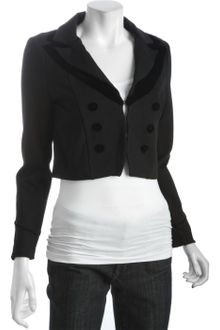 Marc By Marc Jacobs Black Stretch Knit Anya Velvet Trim Cropped Blazer - Lyst
