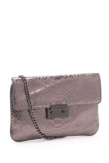 Michael by Michael Kors Sloan Python Embossed Clutch, Gunmetal - Lyst