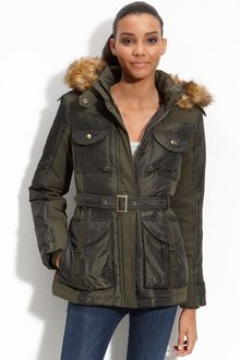Miss Sixty Parka with Faux Fur Trim - Lyst