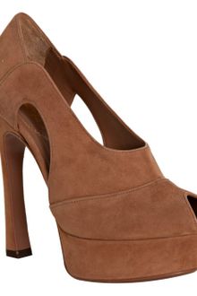 Yves Saint Laurent Tan Suede Palais 105 Platform Pumps - Lyst