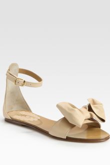 RED Valentino Leather Bow Flat Sandals - Lyst