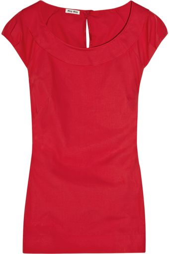 Miu Miu Cotton-poplin Top - Lyst