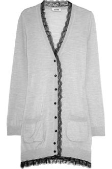 Moschino Cheap & Chic Lace-trimmed Wool Cardigan - Lyst
