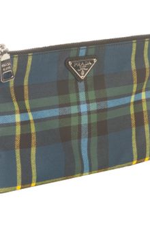 Prada Blue Plaid Nylon Zip Case - Lyst