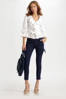 RED Valentino Poplin Ruffled Blouse - Lyst