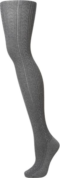 Topshop Grey Cable Knit Tights in Gray (grey)