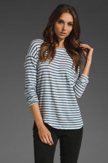 Vince Fisherman Stripe Top in Heather White/heather Blue - Lyst