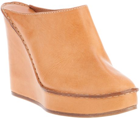 tan leather wedge mules