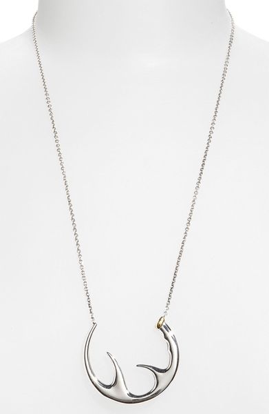 Elizabeth And James Antler Large Open Pendant Necklace in Silver (silver/ gold) - Lyst