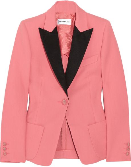 Emilio Pucci Twotone Twill Blazer in Pink - Lyst