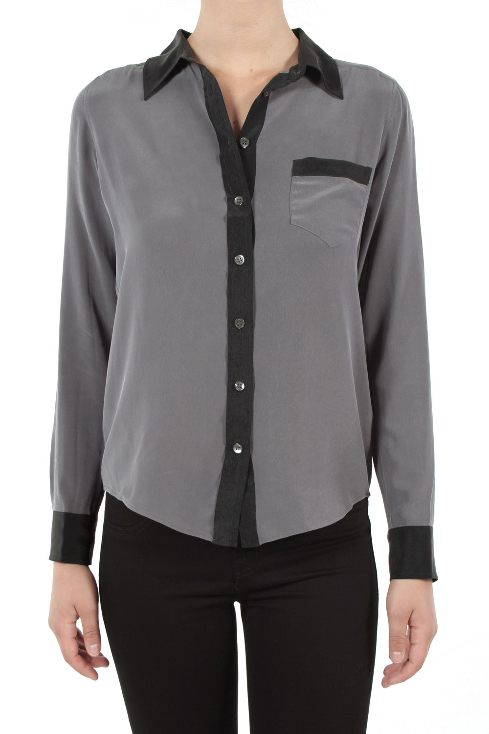 color block button down shirt