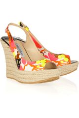Jimmy Choo Polar Tropical-print Espadrille Wedges