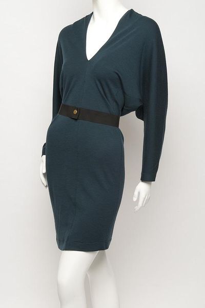Lanvin Deepv Batwing Dress in Blue - Lyst