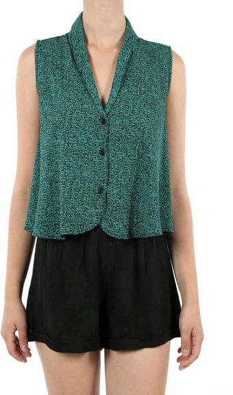 Otis & Maclain Collared Cropped Top - Teal - Lyst