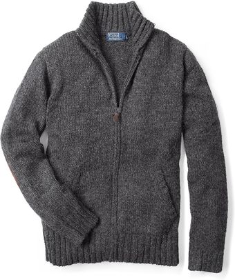 Polo Ralph Lauren Charcoal Donegal Knit Zip Cardigan - Lyst