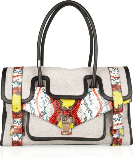 Proenza Schouler Ps1 Keep All Small Canvas and Leather Tote in Multicolor (taupe) - Lyst