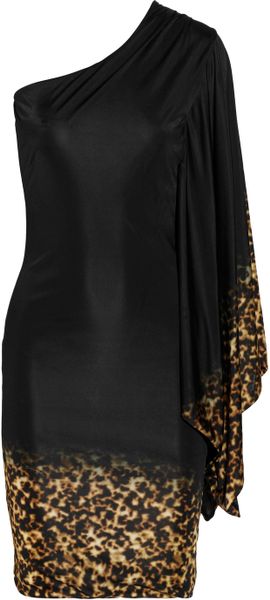 Roberto Cavalli Oneshoulder Satinjersey Dress in Black - Lyst