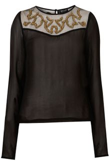 Topshop Swirl Bead Mesh Blouse - Lyst