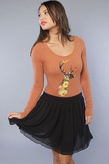 Wildfox The Mother Nature Edie Leotard in Burnt Orange