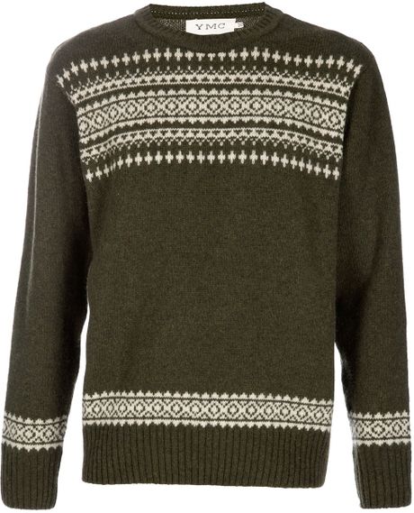 Ymc Patterned Sweater in Green for Men - Lyst