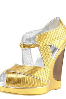 Yves Saint Laurent Piped Wedge Sandal - Lyst