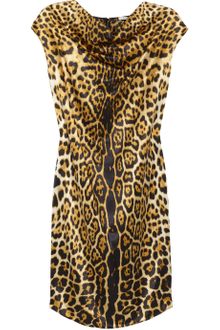Yves Saint Laurent Leopard-Print Silk-Satin Dress - Lyst