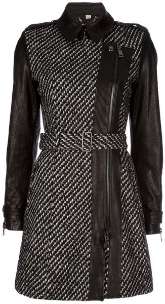 Burberry Houndstooth Contrast Coat - Lyst