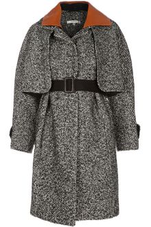 Carven Leather Collar Coat - Lyst