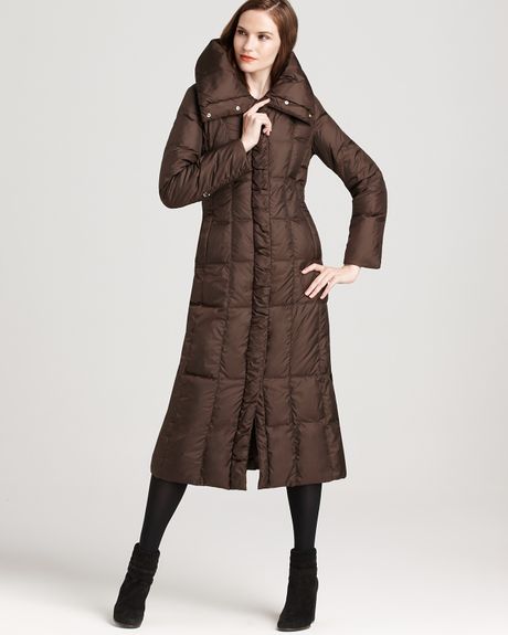 gloss colorblock down maxi coat