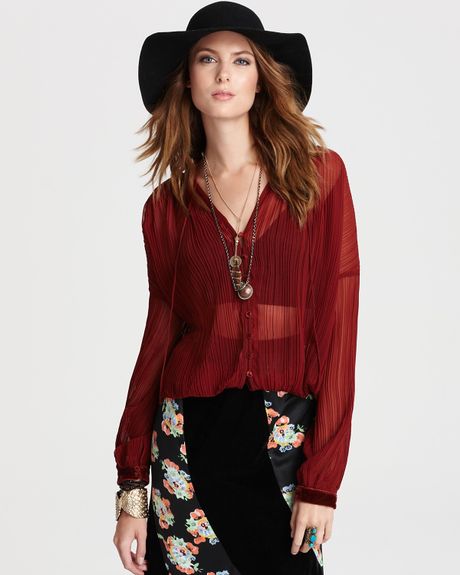 free people red shirt