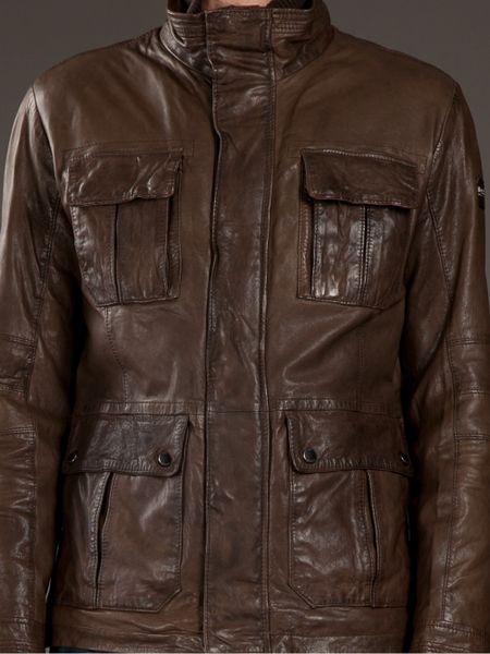 Cheap Clothing Stores Hugo Boss Brown Leather Jacket