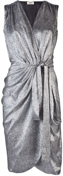 L'Agence Foil Wrap Dress - Lyst