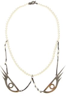 Maria Francesca Pepe Pearl Collar with Eye Charm - Lyst