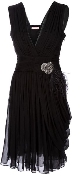 Matthew Williamson Pleated Embellished Dress in Black - Lyst