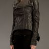 Rick Owens Funnel Neck Leather Jacket in Gray (grey) - Lyst