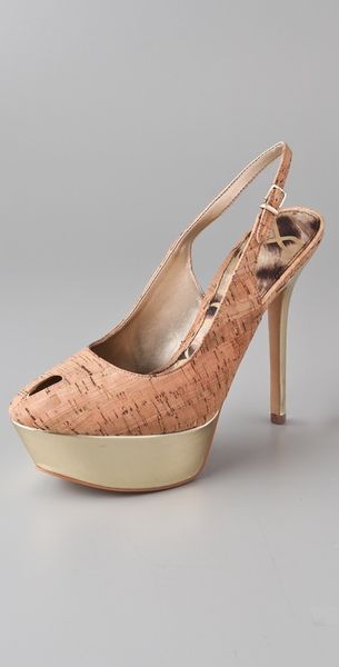 Sam Edelman Novato Gold Cork Pumps - Lyst