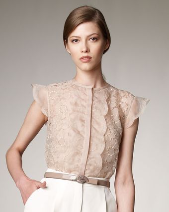Valentino Floral Organza Blouse - Lyst