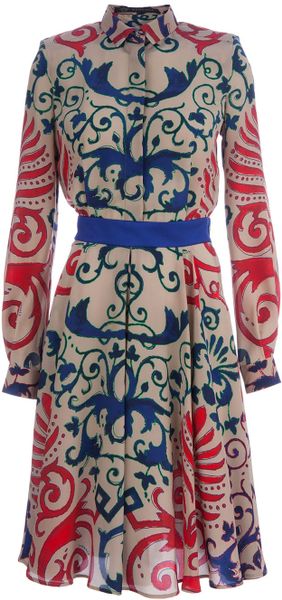 Versace Pattern Dress in Blue - Lyst